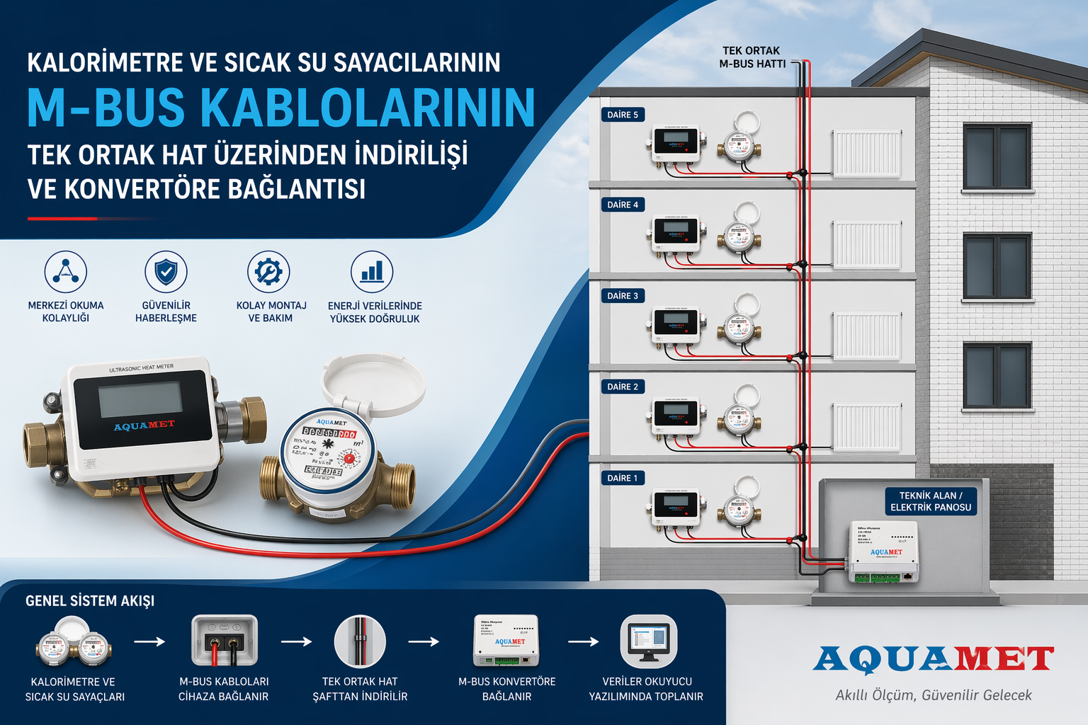 Kalorimetre ve Sıcak Su Sayaçlarının M-Bus Bağlantısı Nasıl Yapılır?